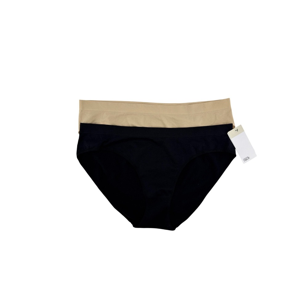 Nordstrom Rack Womens Seamless Hipster Panties 2-PAIR Black Tan XL RN58665